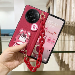 Cute Cartoon Case for OPPO Find N5 Fold with Hand Strap Luxury PU Leather Cover Magnetic Hinge Protective Phone Casing Accessories for OPPO Find N5