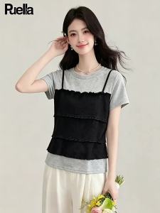 puella | Bộ Đôi Giảm Cân Layering Áo Lót Dây Và Áo Thun Ngắn Tay
