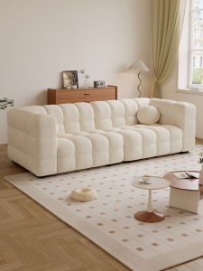 Creamy Style Lamb Velvet Sofa for Small Spaces
