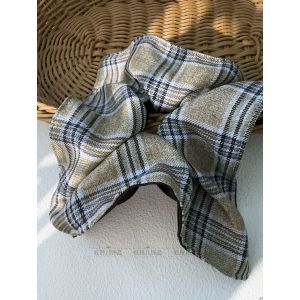 ผ้าพันคอสี่เหลี่ยมสไตล์วิทยาลัยย้อนยุคฤดูใบไม้ร่วง/ฤดูหนาวสำหรับผู้หญิง รัดผม รัดผมหางม้า รัดผมหางแมว รัดผม ประดับผม