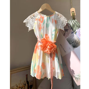 ชุดเดรสผ้าชีฟองสไตล์เจ้าหญิงพร้อมขอบระบายและดีไซน์แขนกุดสําหรับฤดูร้อนโดยแบรนด์อื่น ๆ