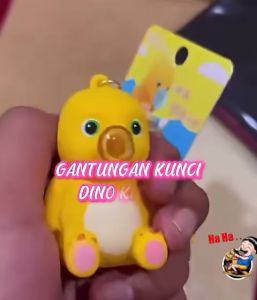 GANTUNGAN KUNCI DINO KUNING GELEMBUNG NAILONG BUBBLE KEYCHAIN FREE NAGA SUSU Toys Miniso Mainan Cute