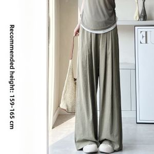 Black High Waist Wide Leg Pants Women Summer Thin Casual Loose Cotton Linen Pleated Small Size Straight Cut Commuter Trousers
