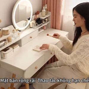 Bàn Trang Điểm Có Gương LED 2 Ngăn Kéo Để Đồ Phong Cách Hiện Đại   (80*40*120cm)