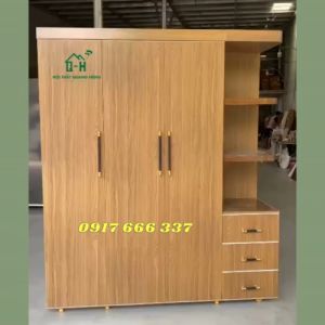 TỦ QUẦN ÁO NHỰA ECO PLAST VÂN GỖ NÂU 3 CÁNH CÓ KỆ DÀNH CHO GIA ĐÌNH