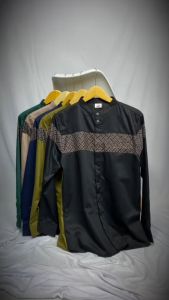 Koko Pria Couple Ayah dan Anak Laki Laki 1 2 - 12 15 Tahun Muslim Keluarga Lengan Panjang Model Terbaru Motif Kobata Qynang Baju Lebaran 2024