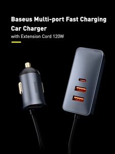Tẩu sạc nhanh mở rộng 4 port Baseus CCBT share together extention car charger 120W (Hàng chính hãng)