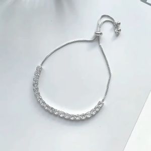 S925 sterling silver light luxury pull-out full diamond bracelet for women personalized zircon bracelet