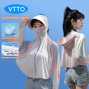 VTTO UPF 50+ UV Womens Sun Protection Jacket Anti UV Breathable Windbreaker Protective Clothing Hooded Jacket