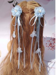 Princess Style Long Tassel Hair Clip for Girls Childrens Performance Cute Flowing Ribbon Hair Accessories Sweet Style