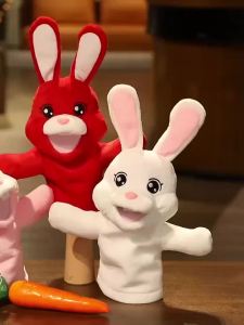 35cm Baby Hand Puppet Plush Toy Cartoon Rabbit Role Play Tell Story Cloth Doll Educational Toys for Children Kids