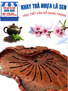 Khay Trà Nhựa Giả Gỗ Cao Cấp Vân Gỗ Sang Trọng ☕ Chống Tràn Nước Dễ Vệ Sinh
