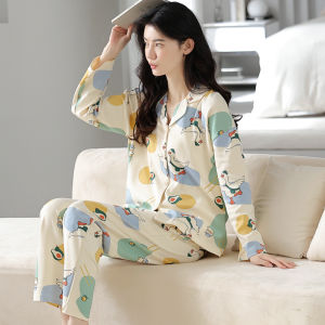 Miiow | Pure Cotton Long Sleeve Sleepwear Set For Women Casual Home Clothes Outdoor Wearable Comfortable Breathable Soft Fabric