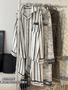 2025 New Mens Velvet Pajamas Autumn Winter Home Clothes Set Can Be Worn outside Long Sleeve Printed Soft Polyester Straight Leg