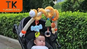 TUMAMA โมบายยีราฟรถเข็น นำเข้าปากได้ ของเล่นรถเข็น โมบายเด็กติดแปล แขวนเตียง นุ่ม ถอดออกได้ มีเสียง เสริมพัฒนาการลูกน้อย