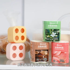 ตู้เย็นกล่องกําจัดกลิ่นรสผลไม้ทําให้บริสุทธิ์ลดฟอร์มาลดีไฮด์บ้านบําบัดน้ําเสีย