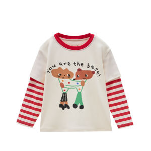 Q21 | Lyocell Cotton Graffiti Children Long Sleeve False Two-Piece T-Shirt