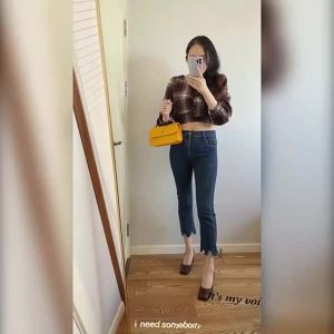 《308》Huilm รองเท้าส้นสูงผู้หญิง ส้นสูง 8 ซม. สไตล์เร ส้นหยาบ รองเท้าผู้หญิง 2025 แฟชั่นเกาหลีใหม่ สีน้ำตาล หัวสี่เหลี่ยม ปากตื้น รองเท้าปาร์ตี้ รองเท้าสำนักงาน