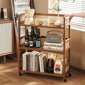 MLZH | Portable Small Side Table With Wheels Storage Shelf