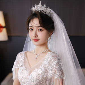 Simple Wedding Dress Headpiece Crown Integrated Registration Photo Prop Soft Tulle Fabric Bridal Accessory Head Veil
