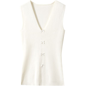 SOLWEIGE | Áo len dệt kim cổ chữ V ôm vừa vặn bằng cotton lông cừu dài bằng vải cotton cao cấp thiết kế thời trang cho nữ