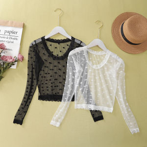 New 2025 Womens Slim Fit Short Sleeve round Neck Lace Mesh Base Shirt Long Sleeve Half Length Versatile Lace Top Summer T-Shirt