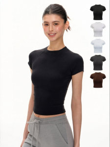 Ariseism | Vintage American Plain Raglan Sleeve T-Shirt Women Summer Slim Fit