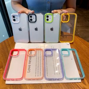 3 in 1 Macaron Transparent Shockproof Bumper Phone Case Compatible For iPhone 15PRO  15Promax 14Promax 11 12 13 Pro Max XR X XS Max 7 8 Plus SE