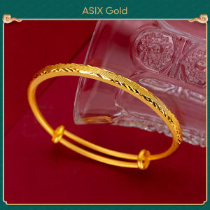 ASIX GOLD 916 gold vintage lace stripe bracelet 18K24K gold-plated original Korean fashion high-end handmade womens push-pull bracelet Lucky bracelet Not allergenic Doesnt turn black Wont peel Exquisite gifts