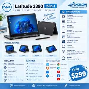Dell Latitude 3390 2-in-1 Intel core i5 8th gen|8GB RAM|256GB SSD|Internal condition 10/10|External condition 9/10|overall A grade condition laptop