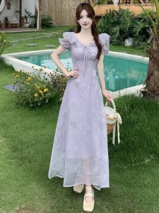 RELNLEX | Đầm Trà Pháp Thêu Nhẹ Nhàng Elegante