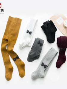 ถุงน่องเด็กผู้หญิงฤดูใบไม้ผลิ ถุงน่องขากลางปีกผีเสื้อสีแดง ถุงน่องสีเหลืองกระเจี๊ยบ ถุงน่องเด็กผู้หญิงอายุครบ 1 ปี ถุงน่องเจ้าหญิงอเนกประสงค์