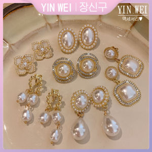 French pearl earrings without ear hole female 2024 new retro simple earrings temperament earrings
