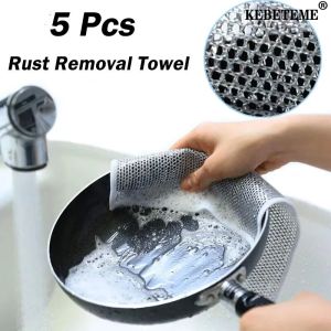 KEBETEME เครื่องมือทำความสะอาดเตาทำความสะอาดเบ็ดตกปลาเรืองแสงโลหะล้างจานห้องครัวผ้าไม้กวาดหิมะกระจกหน้ารถสนิมผ้าเช็ดจาน