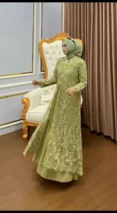 Zallia Dress Outer Ceruty Mix Brukat Gamis Wanita Model Terbaru 2024 Remaja Dress Wanita Kondangan