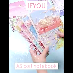 A5 oil painting coil notepad flip spiral notebook ins style Landscape Aesthetic Student School ins Oil Painting Coil Notebook Spiral Landscape Aesthetic notebook set 10 pcs for high school