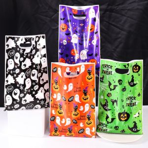 10/20/50pcs Scary Halloween Candy Bags Pumpkin Ghost Goodies Cookies Gift Packing Bags Trick Or Treat Bags Halloween Decorations