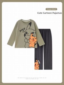 SHAPRA | Cotton Pikachu Print Long Sleeve Sleepwear Set