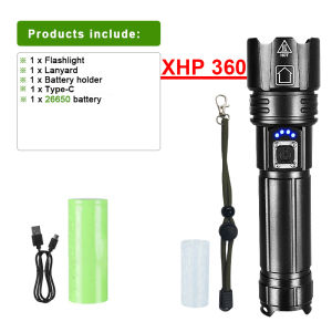 10000000LM Powerful LED Flashlight Bright USB Rechargeable Torch Lights 18650 Battery Power Bank Fishing Camping Zoom Lanterns