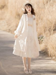 Designer Gift Floral Interword Improved New Chinese Style Autumn Winter Daily Set Ancient Wind Commute Long Sleeve Dress