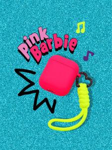 Pink Fluorescent Silicone Soft Heart Lanyard Full Cover Protective Case for New Model 4 Airpods 1/2/3 Apple Earphone Covers Pro2