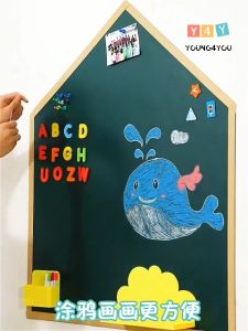 Magnetic Dry Erase Blackboard with Chalkboard Easy-to-Erase Chalkboard - Framed Magnet Blackboard - Hanging Black Chalkboards