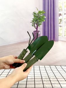 Dụng Cụ Làm Vườn 3 Món Dài 26cm Thép Sơn Tĩnh Điện Siêu Dày Chống Gỉ Gồm Xẻng Xúc Đất Cào