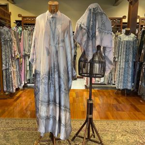 Zelva Set Kaftan + Jilbab Dian Pelangi LIMITED EDITION Setelan Busana Muslim Gamis Outfit Casual Formal Pesta Kondangan Pernikahan Kerja Kantor Wanita Hijaber Cantik Anggun Modis Modern Elegan Mewah Model Korea Terbaru Motif Jumputan Hand Made Kekinian