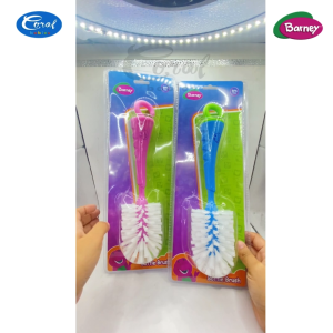 Barney 2-in-1 Baby Bottle & Nipple Brush Nylon Bristle For Safe And Gentle Cleaning