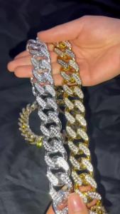 Luxury Bling Pet Chain Collar Rhinestone Plastic Cuban Link Necklace for Dogs Cats Decorative Fashion Jewelry Accessory Gift