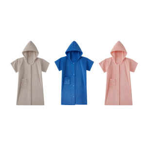 GRACE | Soft and Absorbent Childrens Bathrobe with Hood For All Seasons Summer