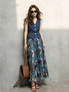 DANTING | Summer Elegant Fashion Set Women V-Neck Vest and Skirt Outfit