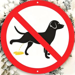 2D Flat Circular Aluminum Warning Sign No Dogs Allowed to Urinate Here. Suitable for Indoor And Outdoor Decoration