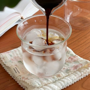 Amoki【Ready in Stock】 Transparent Glass Cup Coffee Mug Heat Resistant Cup Milk Cup Coffee Glasses 320ml